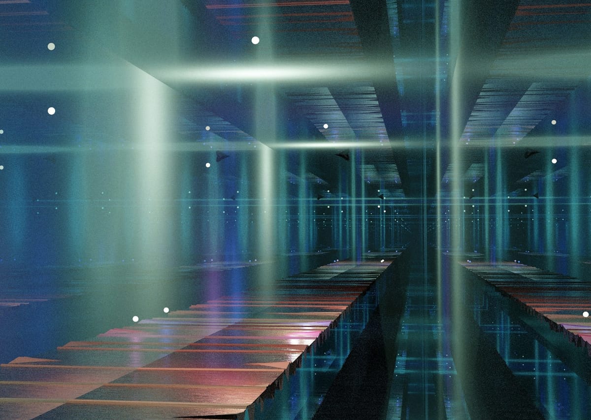 Futuristic AI data center with high-density servers representing large-scale artificial intelligence infrastructure expansion.